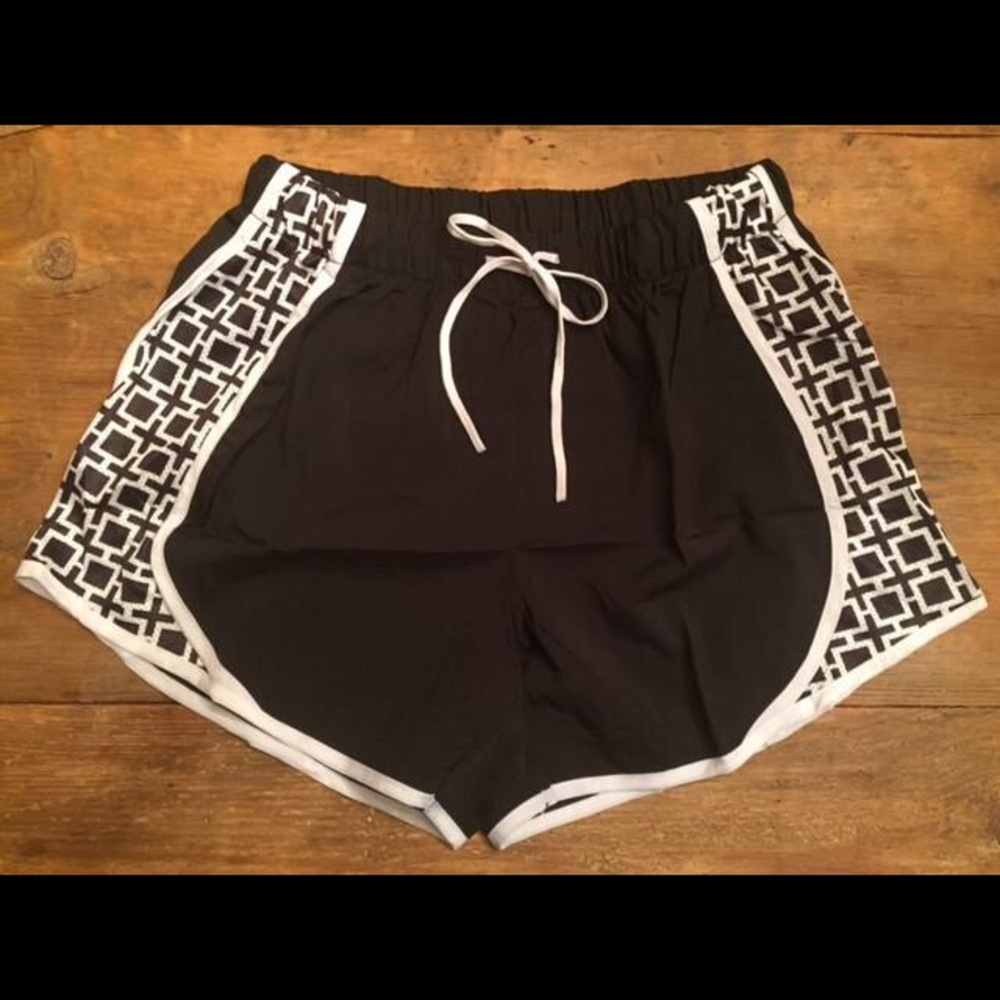 Black patterned running shorts